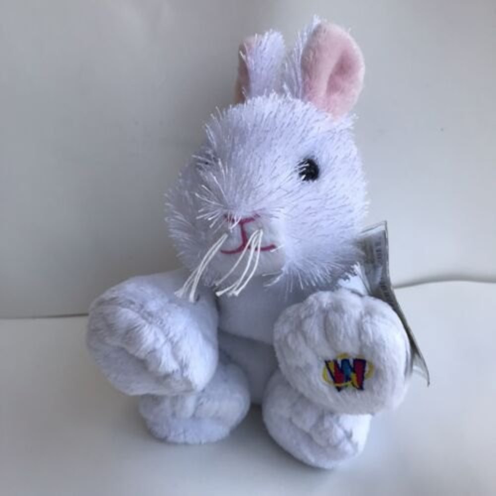 Webkinz White Easter Bunny Rabbit HM078 Stuffed Beanbag Animal Plush W/Code